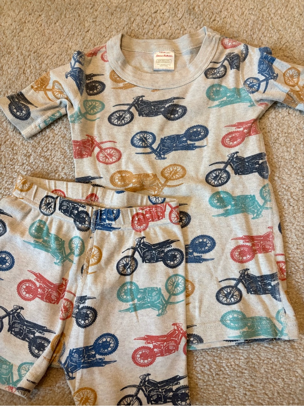 Hanna Andersson Motorcycle Print Pajama Set - Navy, Red, Teal, Mustard